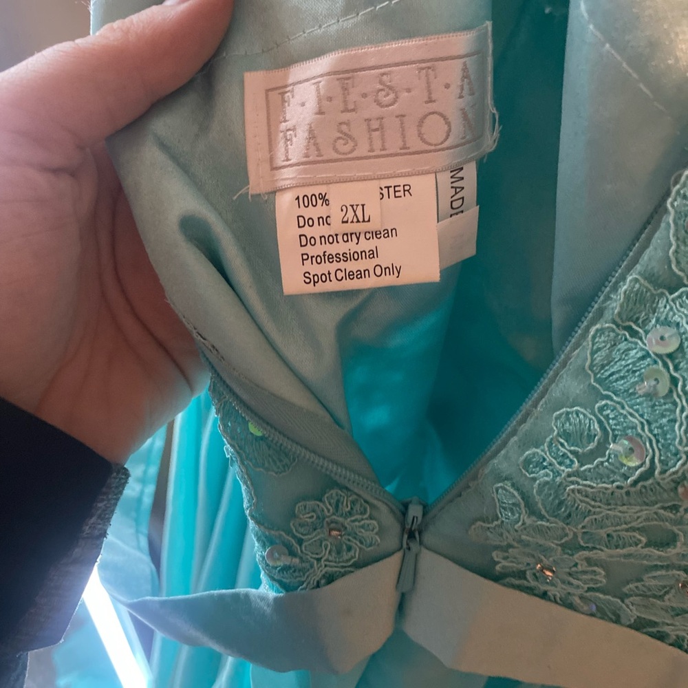 Fiestaware Teal Lace Evening Dress - Picture 5 of 5